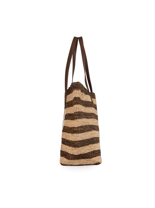 Borsa Raffia City Stripes Marrone Mc2 Saint Barth | RAFFIA CITY01322H STRIPES 18 EMB